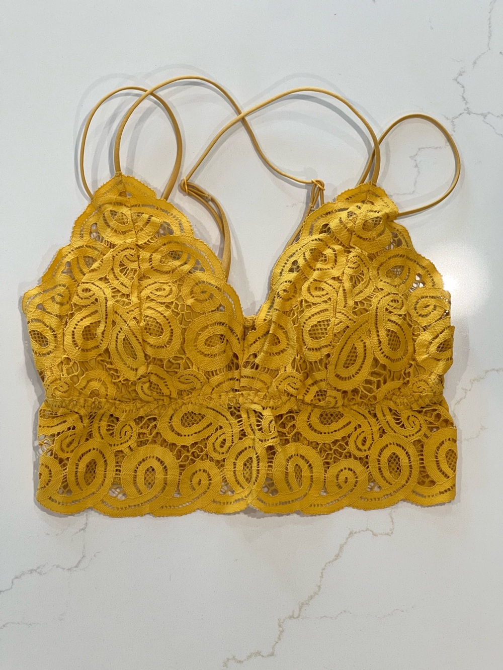 PINK Victoria's Secret Mustard Yellow Lace Bralette